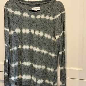 Knox Rose Charcoal and White Striped Long Sleeve Top